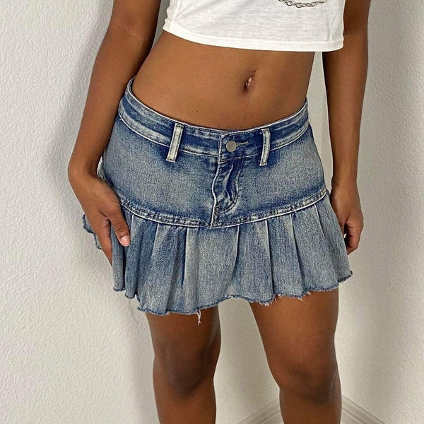 Denim 5 Pocket Knee Length Pleated Skirt main image 0