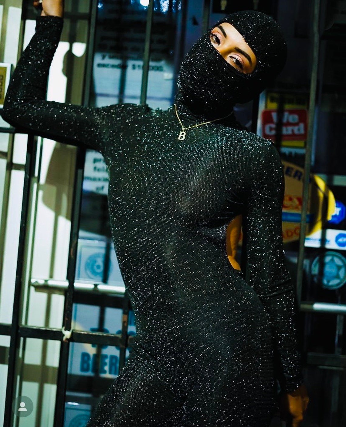 New Tag Sexy Black Catsuit Spaghetti Strap Backless - M
