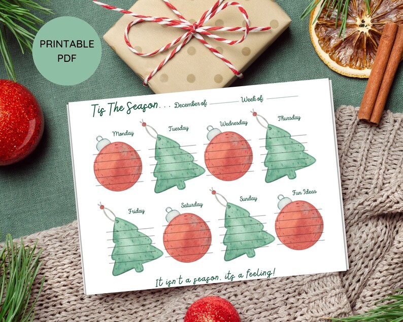 Advent Weekly Planner Sheet Advent at A Glance Christmas One Etsy