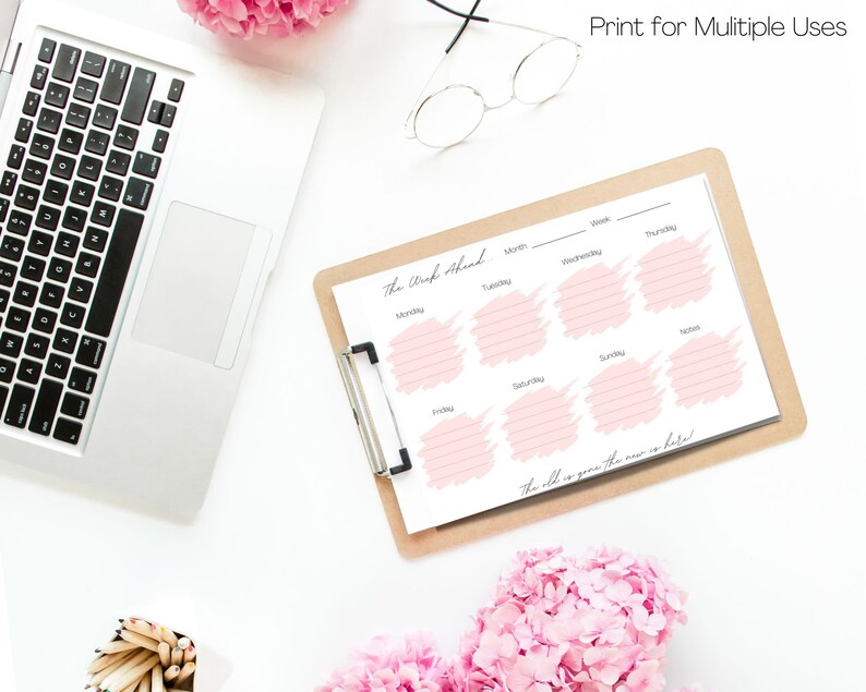 ROSE One Page Weekly Schedule Printable Planner Sheet - Etsy