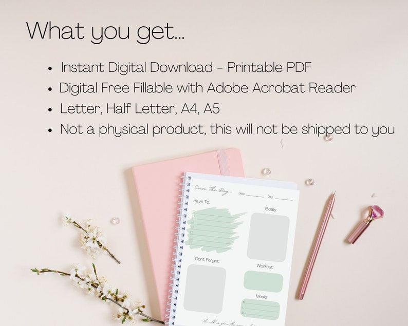 Sage one page daily printable task sheet digital daily task etsy