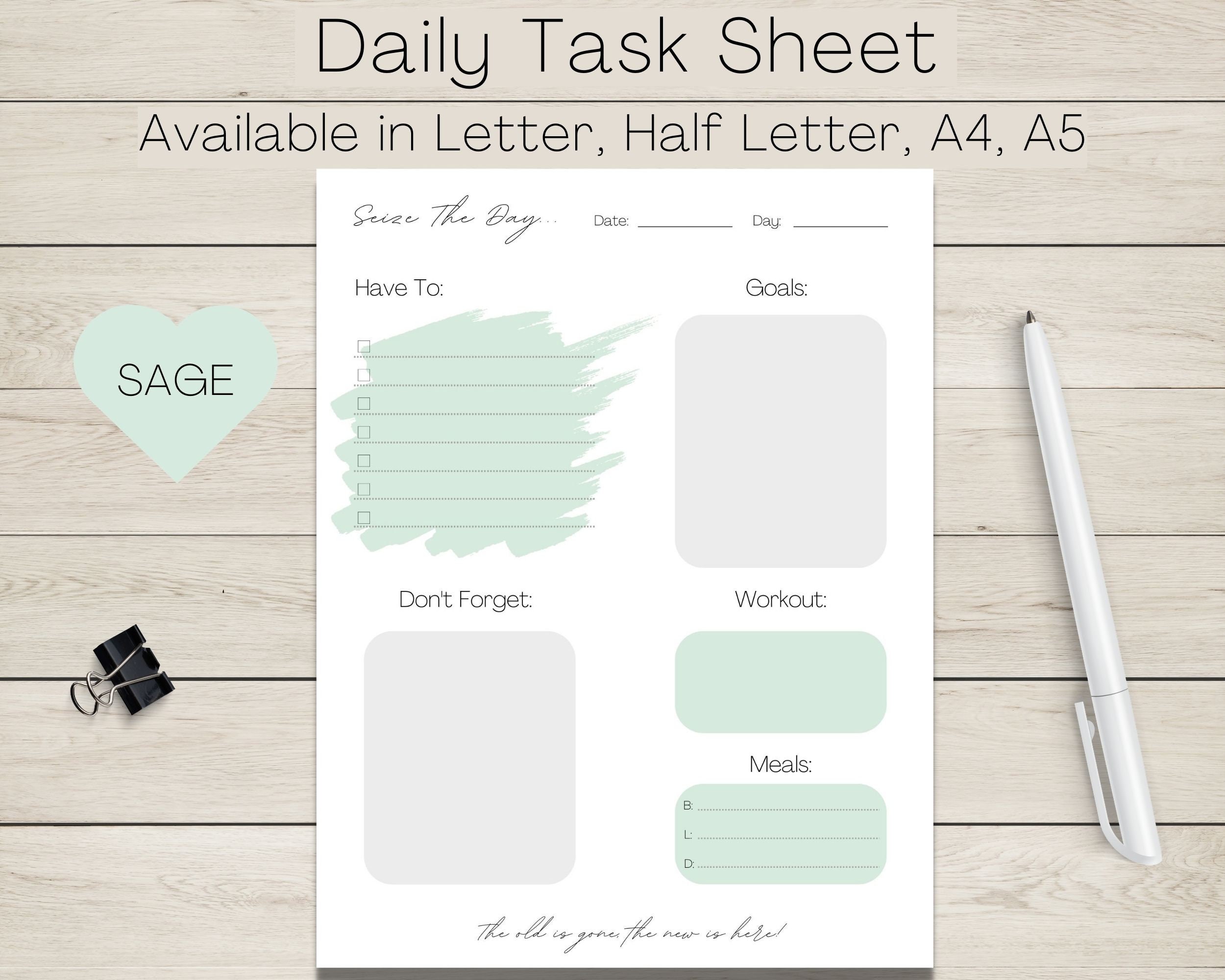 Printable Task Sheet