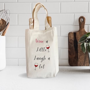 Wine Gifts, Eco Friendly Gifts, Wine Bottle Carrier, Reusable Wine Tote, Wine Gift Ideas, Wine Lover Gift, 2 Bottle Wine Carrier, Booze Bag