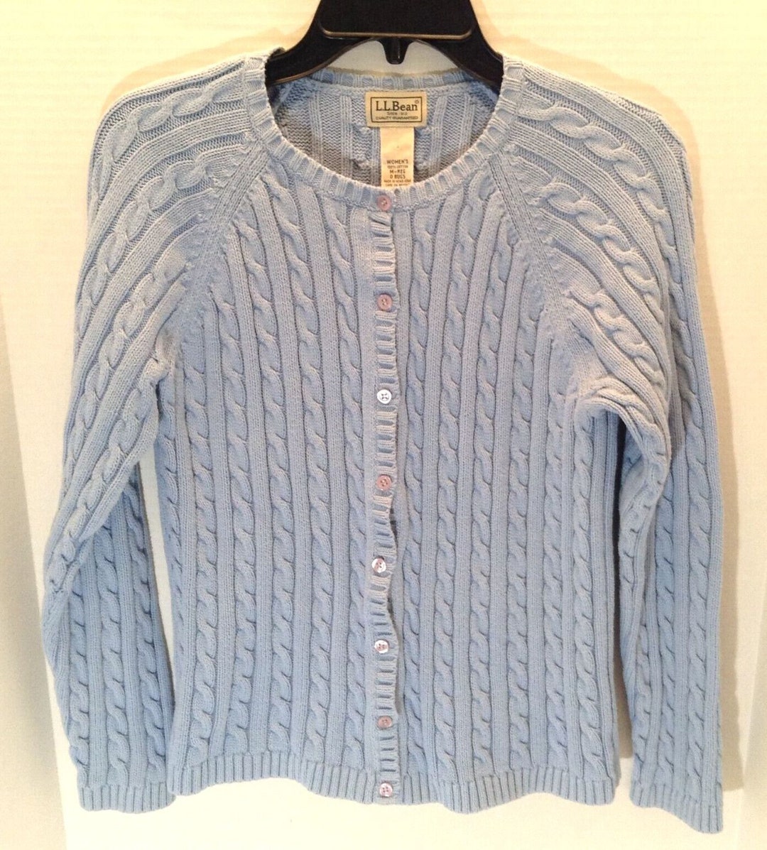 Vintage 60s Light Blue JANTZEN Cable Knit Cardigan Sweater - L