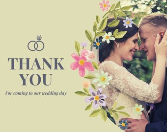 Wedding Thank you card, 50 Canva templates, you can put your own photos, you can edit and print｜PDF content