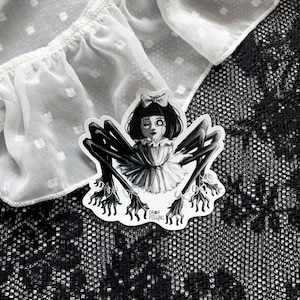 Doll Spider Vinyl Sticker - Horror Creature, Creepy Cute, Water Bottle Sticker, Gothic Sticker