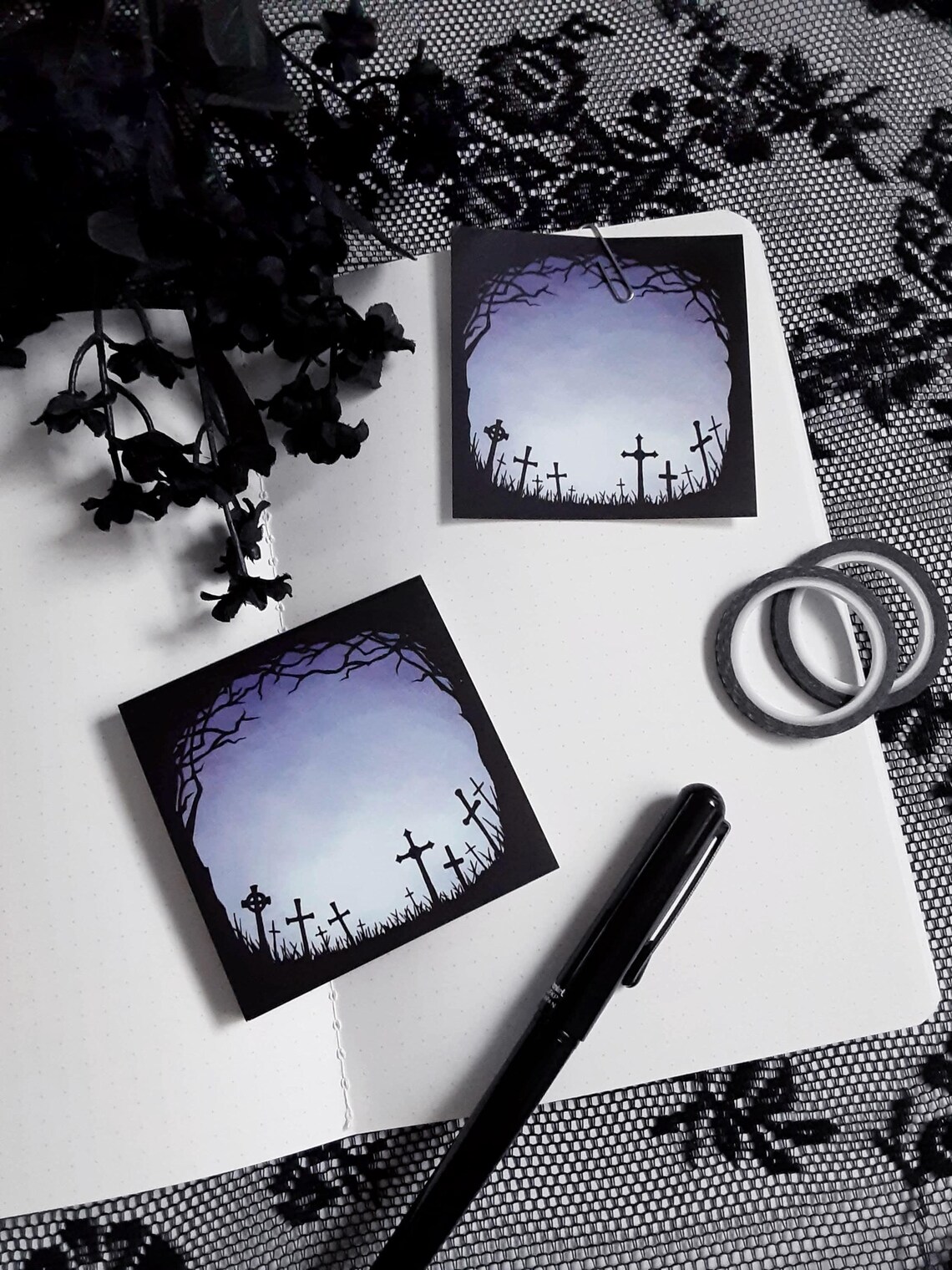 Notepad Template Goth Simple Gothic Cemetery Notepad, 3x3in Memo Pad, 50 Pages - Etsy
