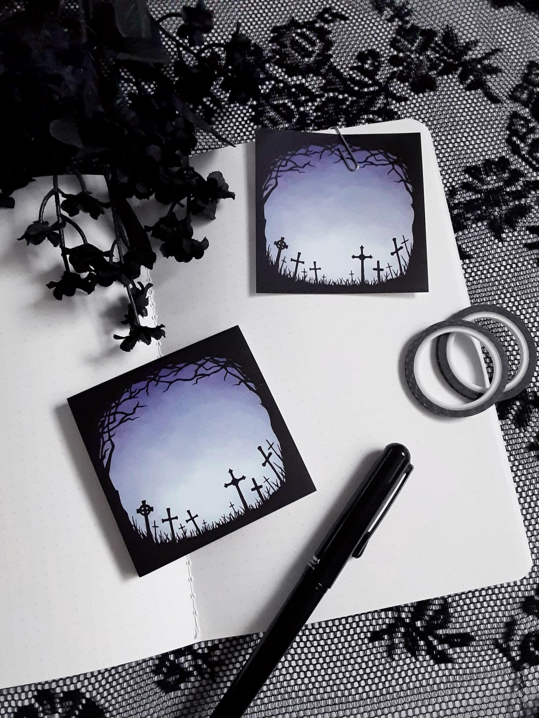Goth Notepad Gothic Cemetery Notepad, 3x3in Memo Pad, 50 Pages - Etsy