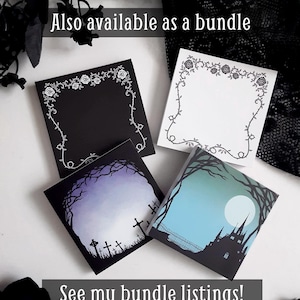 Gothic Rose Vine Notepad, Black and White, 3x3in Memo Pad, 50 pages image 6