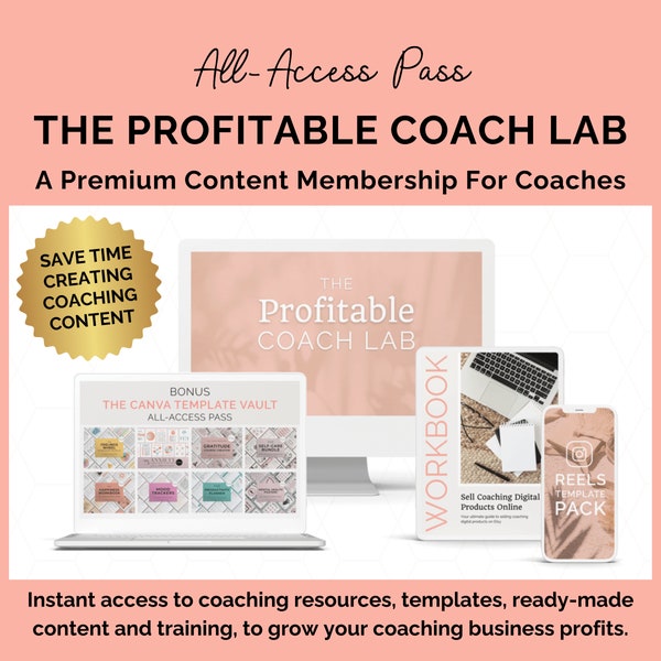 Profitable Coach Lab Membership Access for 3 Months, PLR and MRR Templates, Done-For-You Coaching Courses, Coaching Social Media Content