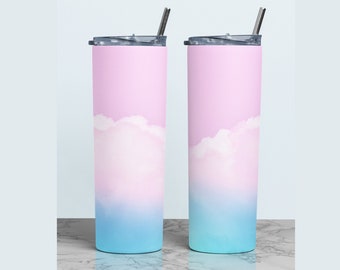 Pink Blue Cloud Abstract Tumbler PNG, JPEG, Tumbler Wrap 20oz, 30oz, Skinny Tumbler Design Sublimation File