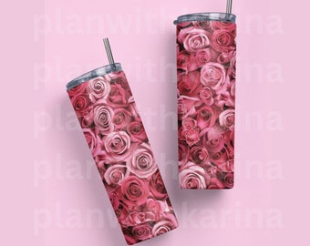 Rose Tumbler Seamless Sublimation Designs Downloads - Tumbler Wrap PNG, JPEG, 20oz, 30oz