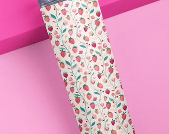 Spring Watercolor Strawberry Floral Tumbler Wrap PNG, 20oz Skinny Tumbler Sublimation Design, Flower Tumbler Wrap, Digital Download