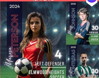 Soccer Poster & Banner Canva Template | Editable Digital Soccer Background For Sports Poster Backdrops, Memory Mates, High School Senior