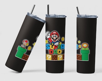 Super Dad Tumbler PNG, JPEG, Happy Father's Day, Funny Dad, Father's Day, Digital Download, Super Mario Tumbler Art