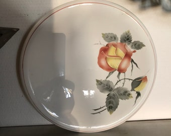 Ancien plat de service Digoin Sarreguemines décor rose.