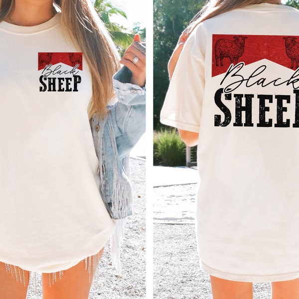 Comfort Colors Oversized T-shirt, Black Sheep Shirt, Vintage Country Shirt, Black Sheep Graphic Tshirt, Oversized Graphic Tee