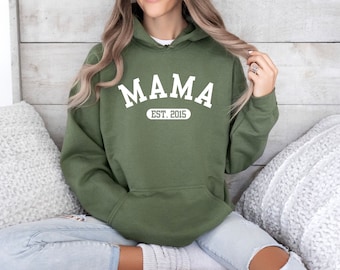 Gepersonaliseerde Mama Hoodie, Moederdag Cadeau voor Cool Mom, Custom Mama Sweatshirt met kindernamen, Shirt met kindernamen op mouw