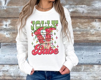 Cowgirl Christmas Sweater, Cowgirl Christmas Sweater, Jolly Babe Western Christmas Sweatshirt, Howdy Country Christmas Crew, Cowgirl Shirt