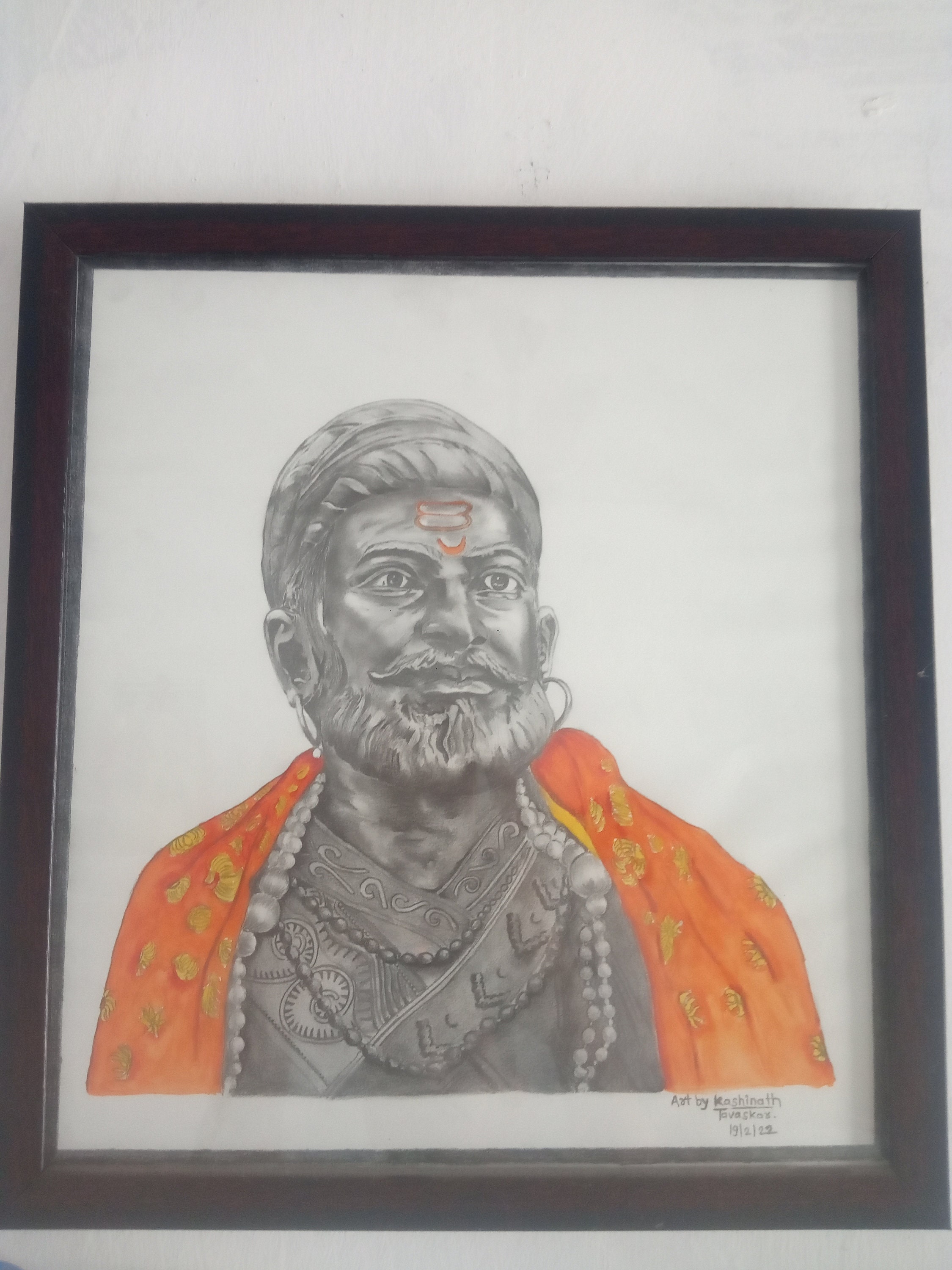 chhatrapati shivaji maharaj drawing with soft pastel - Hardeep Art