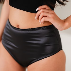 High-Waisted Satin Panties: Anthracite Gray, Soft & Stretchy