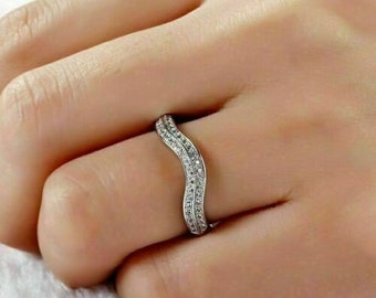 Diamond Eternity Band, 14K White Gold, Women's Wedding Band, 2.00Ct Simulated Diamond, Engagement Ring, Promise Ring, Birthday Gift For Her