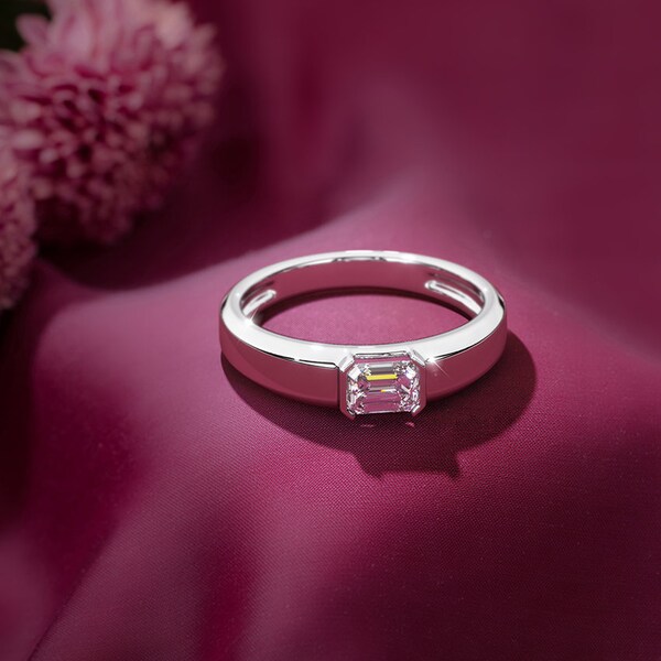 Men's Ring, Men's Solitaire Ring, 14K White Gold, 2Ct Simulated Diamond Band For Men's, Male Promise Ring, Men's Wedding Ring, Gift For Him