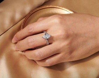 Split Shank Wedding Ring, 14K White Gold Plated Ring, Engagement Wedding Ring, Women's Diamond Band, 2.15 Ct Diamond Ring, Best Friend Gift