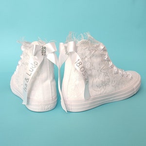 Wedding Converse , Custom Converse shoes, Lace High Top Converse For Bride
