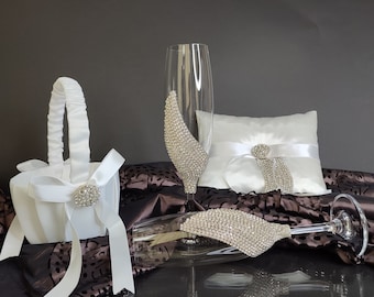 Basket Pillow Set,Ring Pillow, Wedding Ring Pillow, Wedding Accessories, Lace,  Wedding Basket,Ivory basket