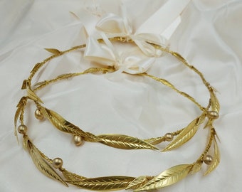 Gold leaf wedding crowns Stefana Wedding Crowns Orthodox Ceremony Crowns  Bridal Crowns.Wedding Headband Orthodox Wedding Crowns