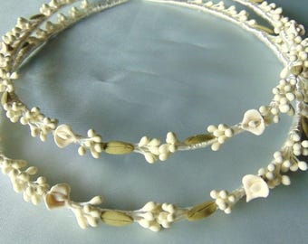 Handmade vintage wedding stefana from porcelain olive leaves and seeds.Wedding crowns. Bridal Romantic Tiaras, Greek Orthodox Ceremony,