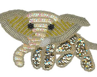 Beaded applique Elephant Patch- Beaded Applique, Embroidery Patch Sew On 1 piece