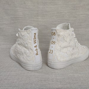 Converse de mariage ivoire pour la mariée, chaussures Converse personnalisées pour mariage, mariée personnalisée. image 3