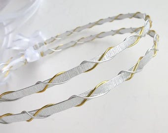 Stefana,Silver-plated wedding crowns with a beautiful two-tone color.