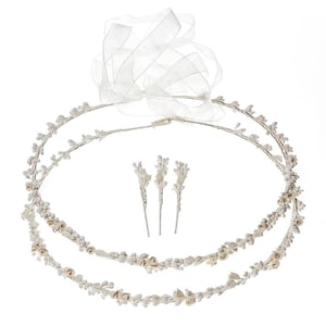 Handmade Stefana with Porcelain Flowers, Wedding Crowns, Bridal Romantic Tiaras, Greek Orthodox Ceremony,