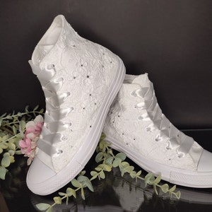 White Bride Original Converse - Custom Wedding Shoes For Dancing - Destination Wedding Shoes