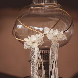 Handmade Stefana with silk Flowers , Wedding Crowns, Bridal Romantic Tiaras, Greek Orthodox Ceremony,