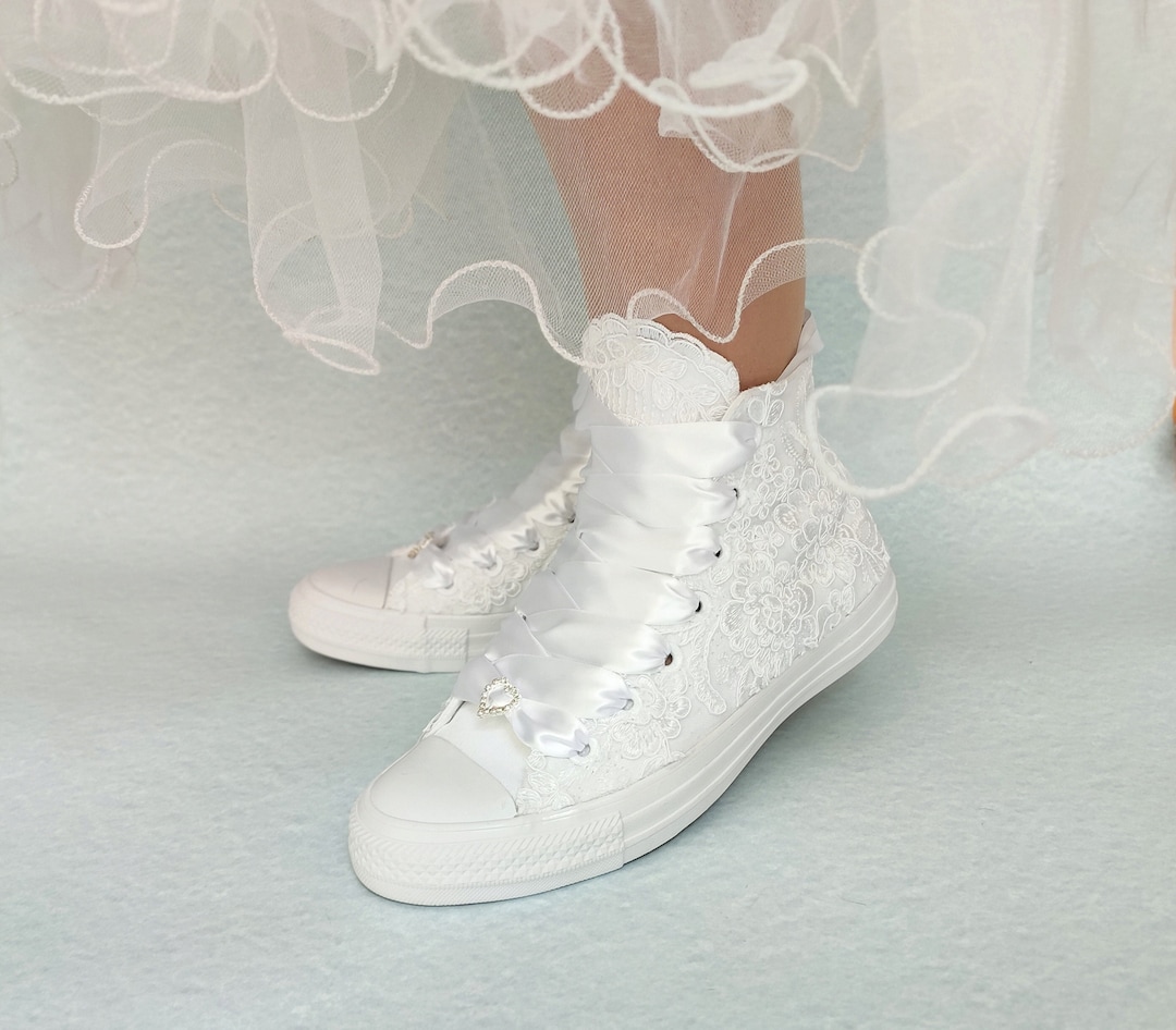 Converse de noiva, Converse de renda para noiva, sapatos de casamento ...