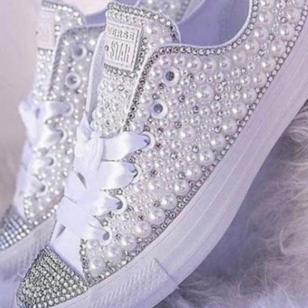 Bling Wedding Converse Bridal Swarovski Crystals and Pearls Women's  Original Converse