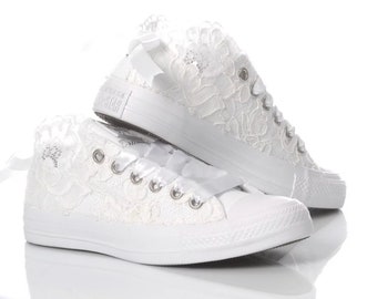 Wedding Converse , Custom Converse shoes,  Converse For Bride