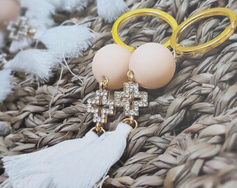 50pcs-Martyrika keychain with cross and rhinestones. -favors-cross favors-first communion favors-orthodox favors