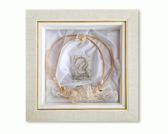 Stephanothiki/ wedding crown case / Wedding gift/ wall-mounted with special hooks for stefana and instructions.
