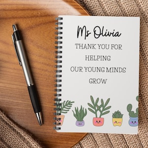 Personalized Teacher Name Journal, Thank You Gift for Teacher, Appreciation Gift, Back to School, Teacher Spiral Journal