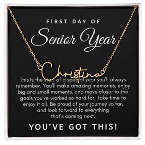 First Day Of Senior Year, College High School, Custom Name Necklace, Back To School Gifts, Senior Gift, University Class Of 2024 12th Grade