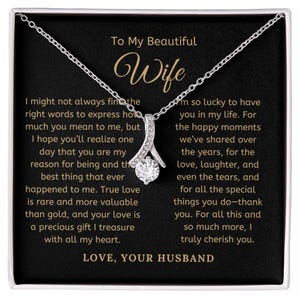 Para minha linda esposa, presente para o dia dos namorados, colar de luxo com cartão de mensagem, aniversário, sentimental, presente de aniversário para esposa do marido