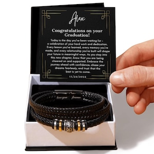 Graduate Gifts for Him, Personalized Bracelet for Son on Graduation Day, High School Senior Year College Graduation Gifts for Boy 2025