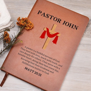 Personalisierte Pastor Journal, religiöses Geschenk, kundenspezifisches Pastor Wertschätzungsgeschenk, Name und Kreuz Notizbuch, danke Geschenke für Pastor