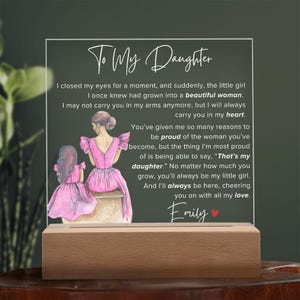 Personalized To My Daughter Light Sign, Going Away Keepsake, Night Light, Gift for Daughter, Gift from Dad, Mom, Graduation Christmas Gift
