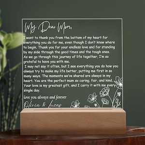 Luz de noche personalizada con letra manuscrita, luz LED nocturna para mamá, regalo para el Día de la Madre, regalo de cumpleaños para abuela, nana y mamá.